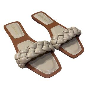 Trish Lucia Braided Slide Sandal Light Tan Size 40 (9) Square Toe